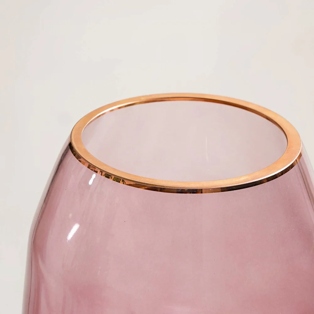 Clear Glass Gold Detailed Vase Purple 11 Inch - Image 5
