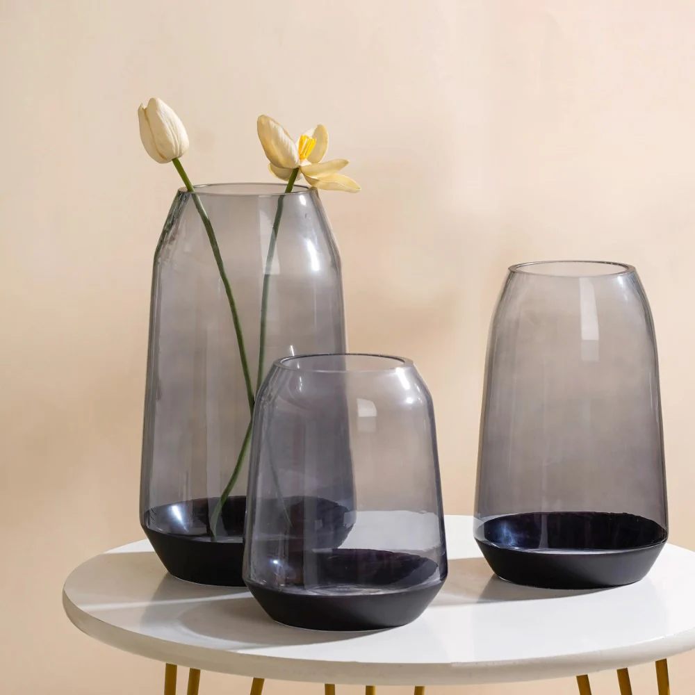 Clear Glass Vase Grey 7 Inch - Image 6