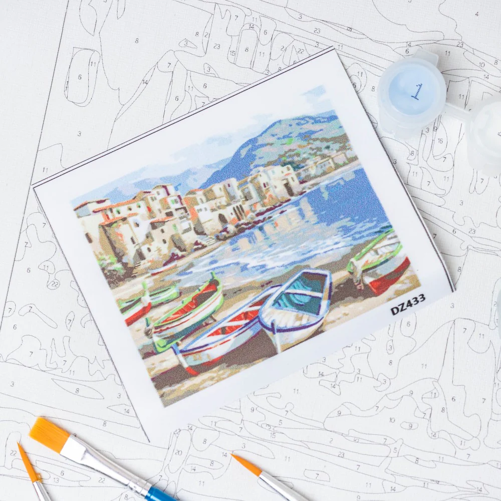 Coastal Cityscape DIY Paint By Numbers Kit - Image 2