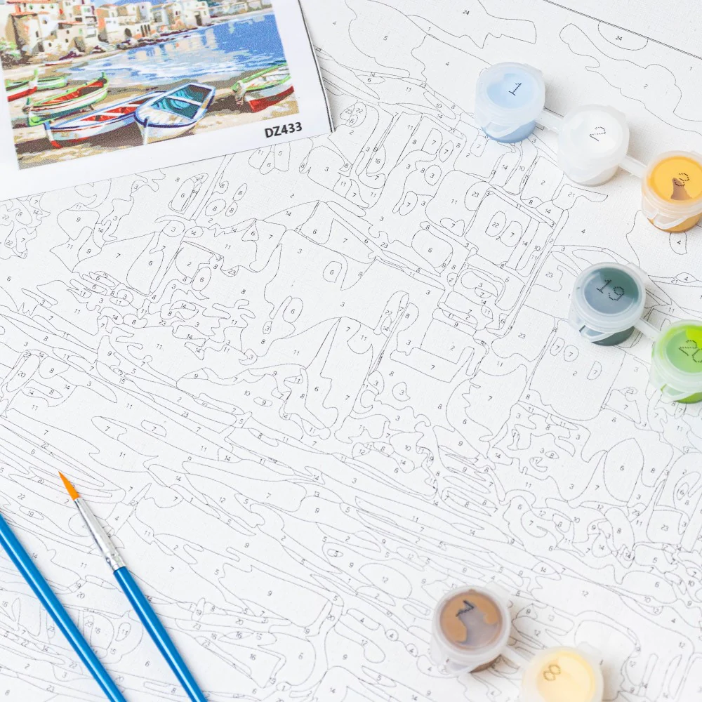 Coastal Cityscape DIY Paint By Numbers Kit - Image 8
