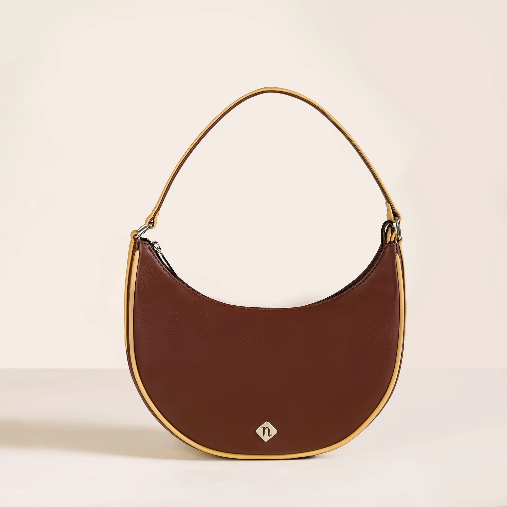Coffee Brown Moon Handbag For Women - Image 10