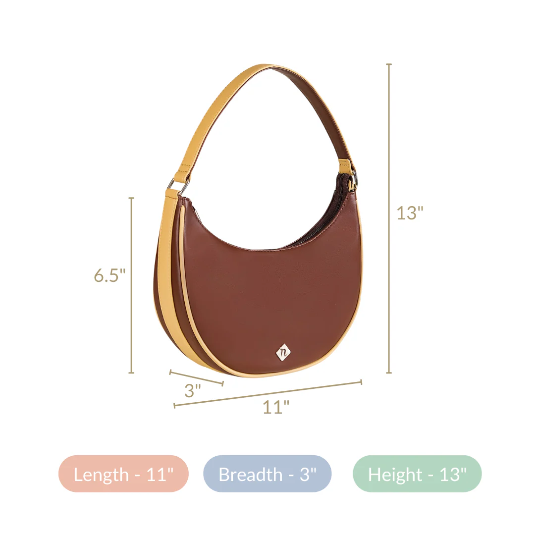 Coffee Brown Moon Handbag For Women - Image 4