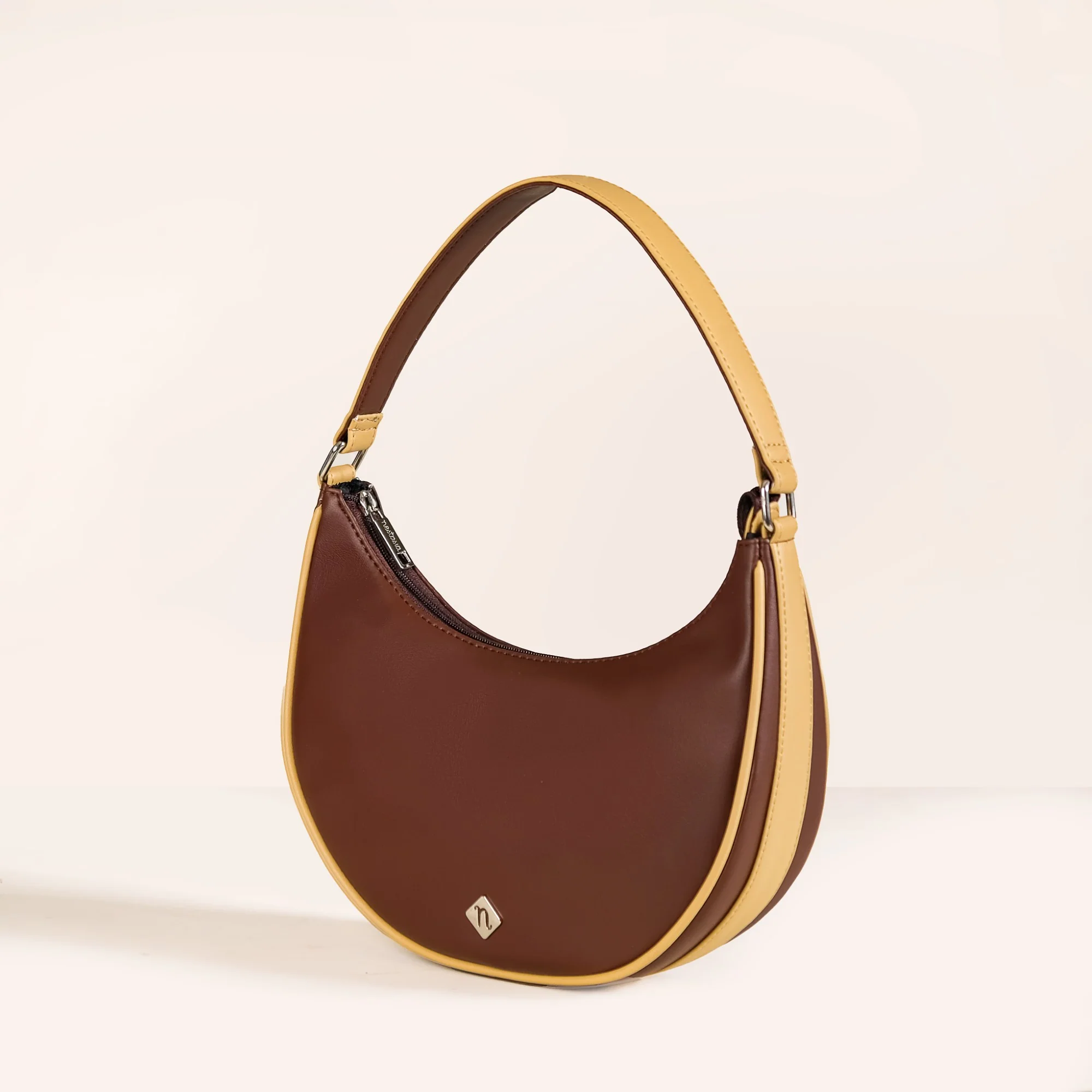 Coffee Brown Moon Handbag For Women - Image 8