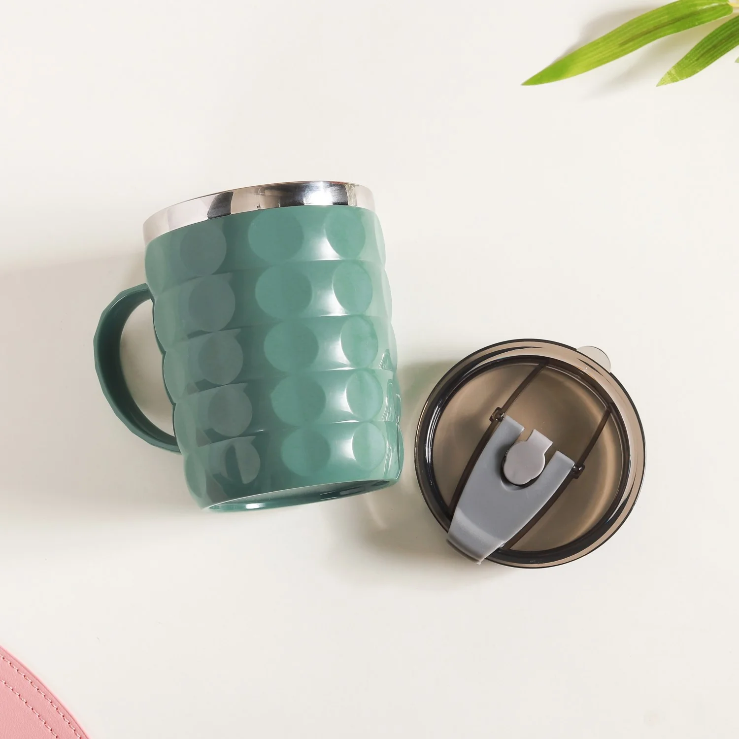 Coffee Mug With Lid Set Of 2 Green 400ml - Image 10