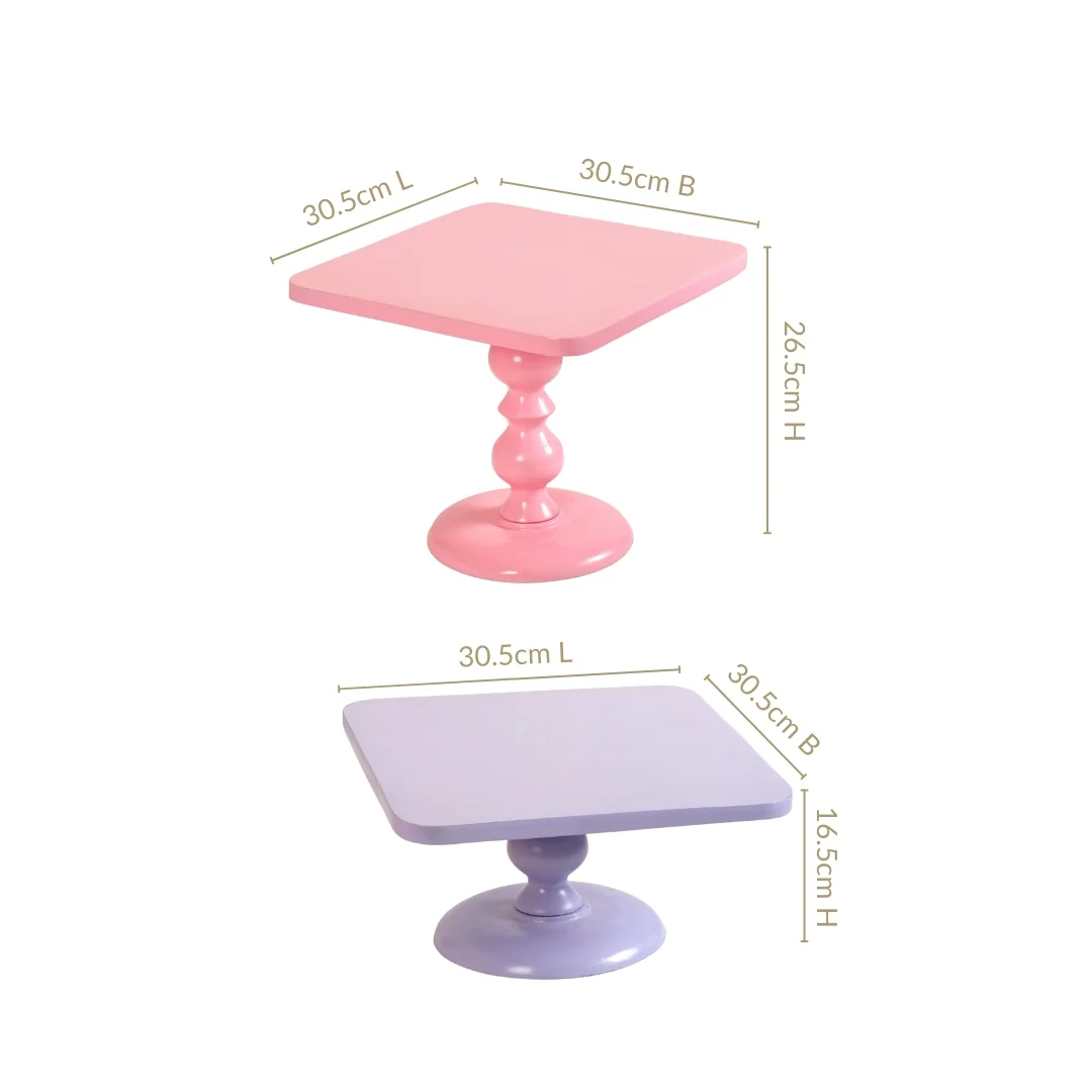 Colour Pop Square Cake Stand Set Of 2 In Pink And Lilac - Image 5