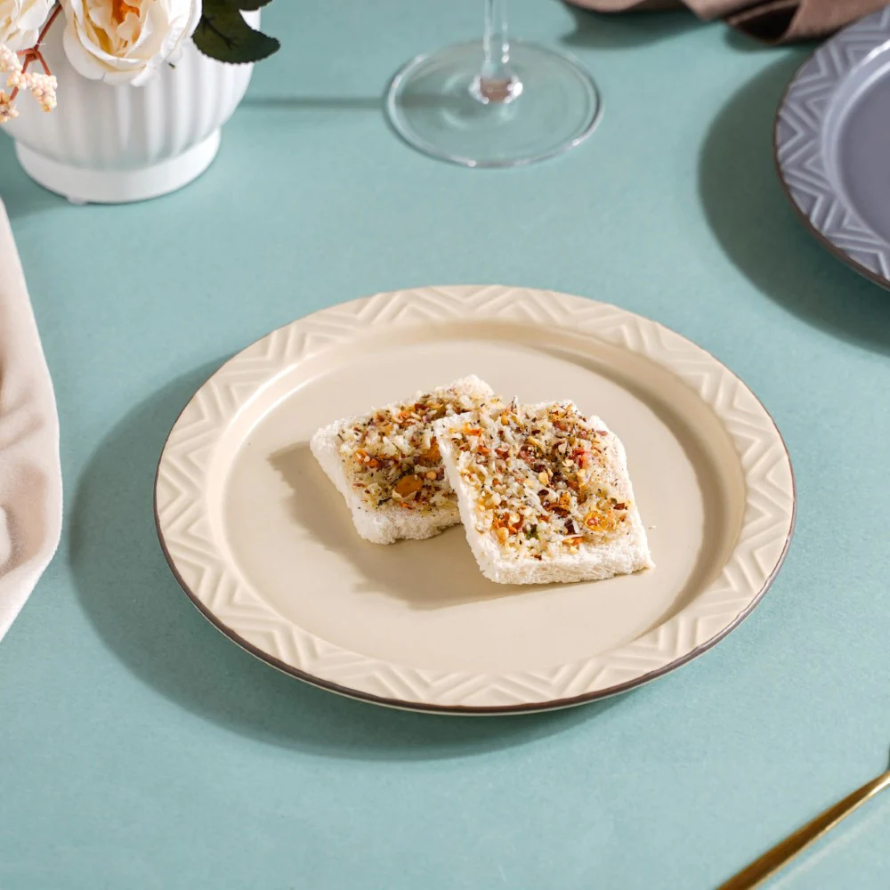 Serenity Snack Plate Beige 8 Inch - Image 3