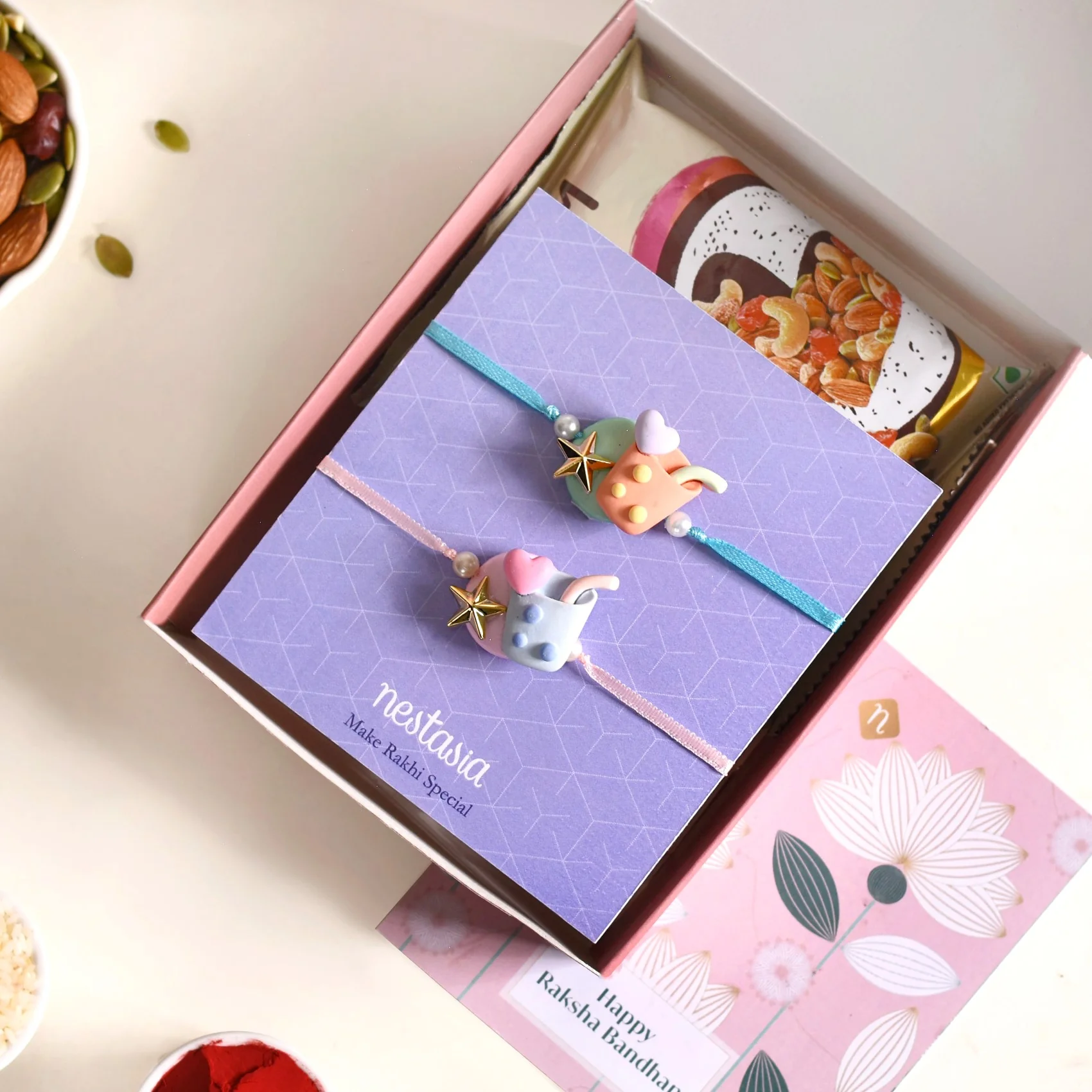 Colourful Bubble Tea Rakhi For Kids Set Of 4 With Box And Card - Image 3