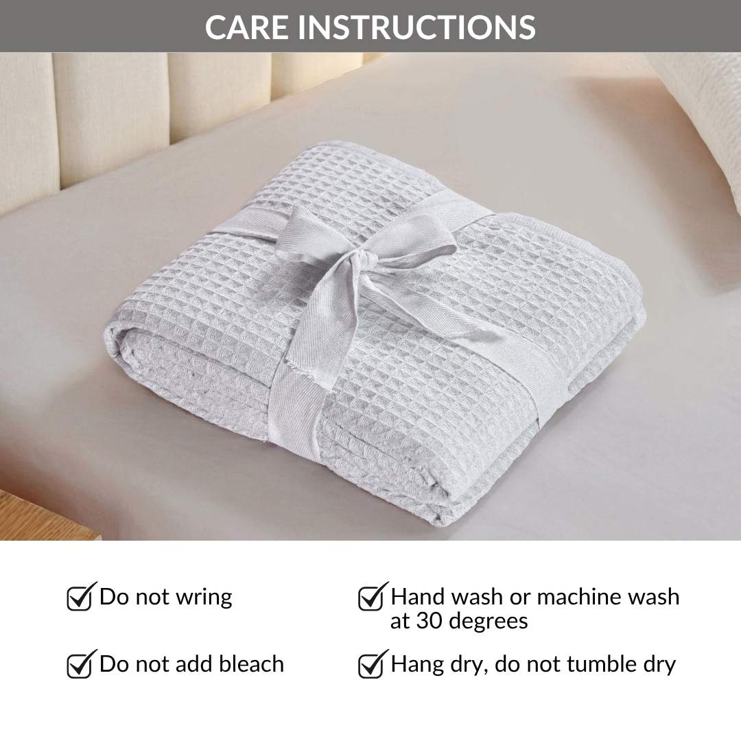 Combed Cotton Waffle Sofa Throw Blanket Light Grey 220x200cm - Image 7