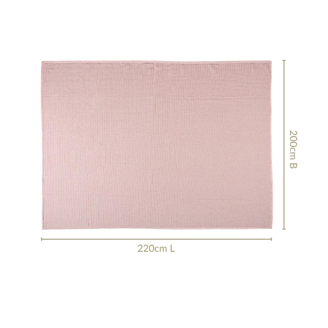 Combed Cotton Waffle Sofa Throw Blanket Pink 220x200cm - Image 4