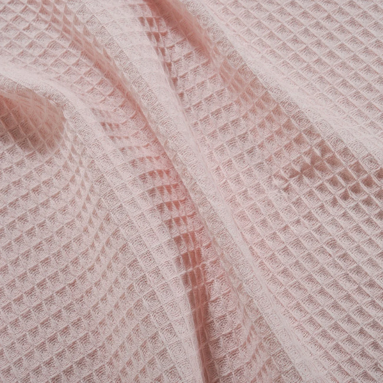 Combed Cotton Waffle Sofa Throw Blanket Pink 220x200cm - Image 5
