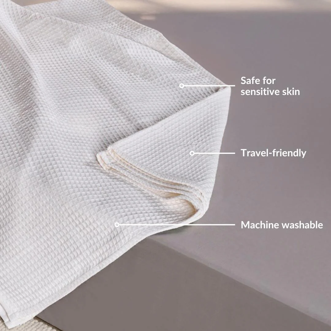 Combed Cotton Waffle Sofa Throw Blanket Pristine White 220x200cm - Image 4