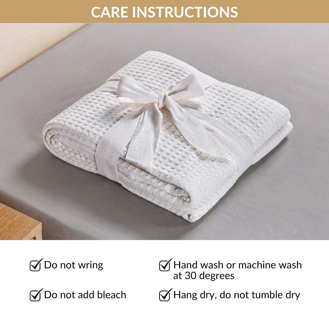 Combed Cotton Waffle Sofa Throw Blanket Pristine White 220x200cm - Image 7