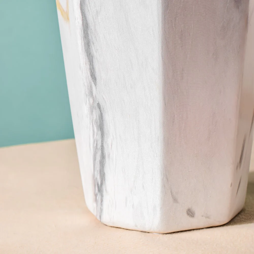 Contemporary Ceramic Marble Pattern Vase White - Image 6