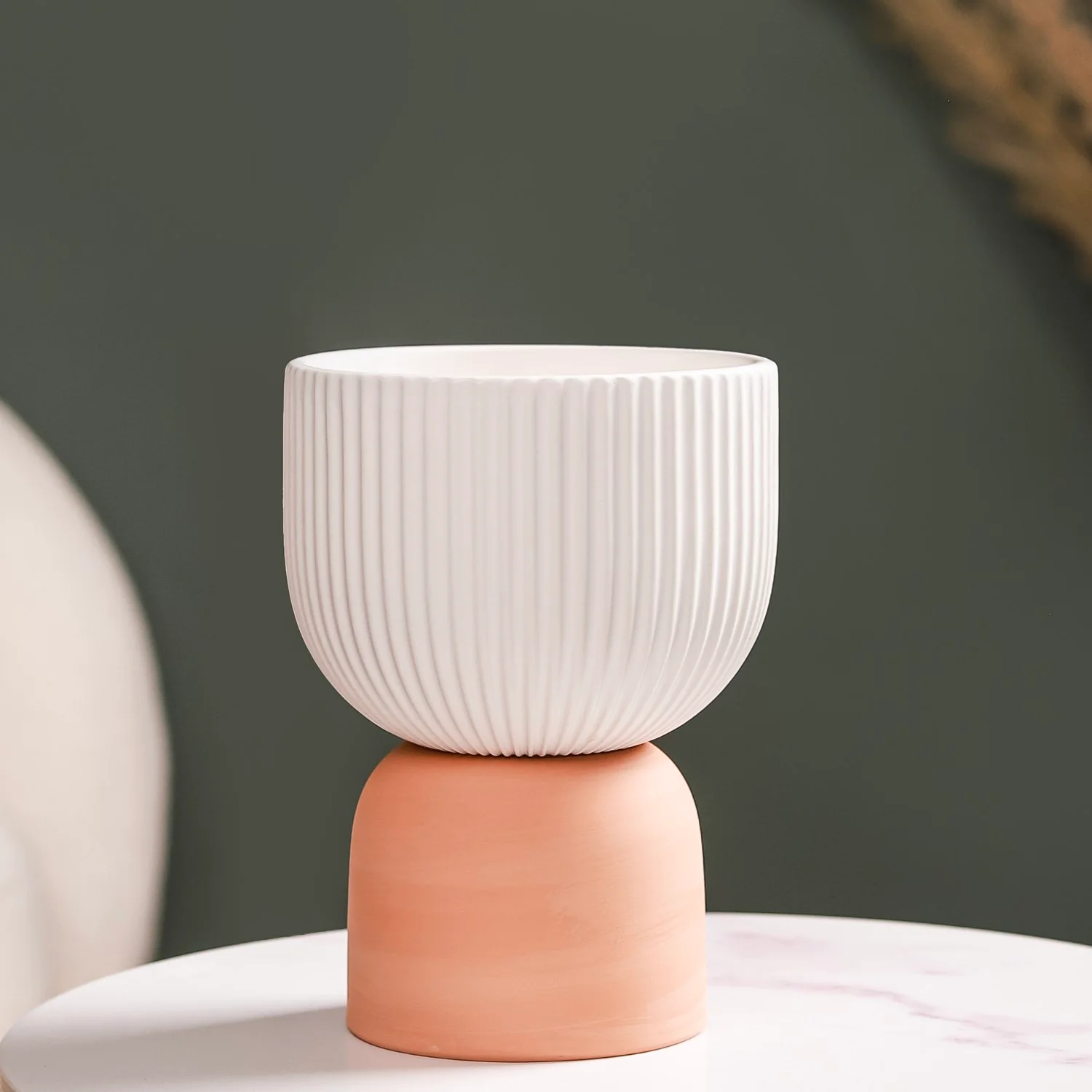 Contemporary Ceramic Pot White