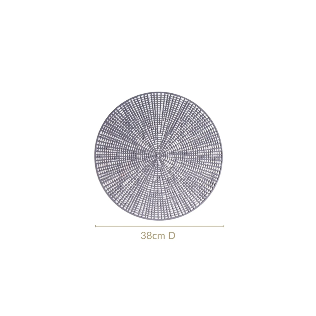 Contemporary Cutwork Grey Table Mats Set Of 6 - Image 4