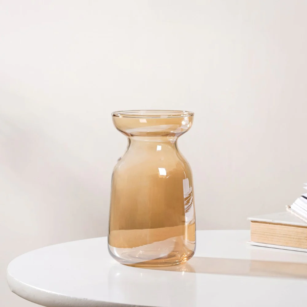 Contemporary Glass Flower Vase Amber - Image 5