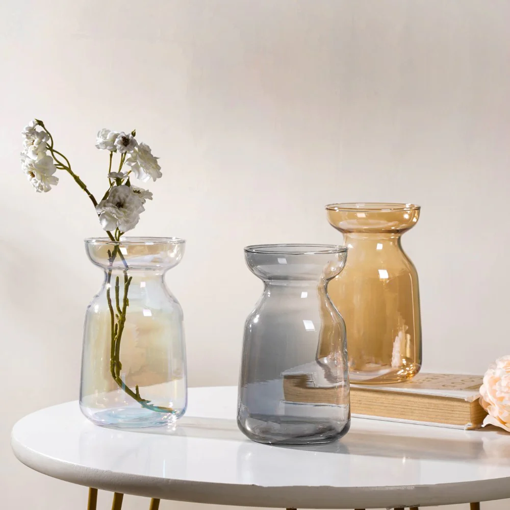 Contemporary Glass Flower Vase Amber - Image 7
