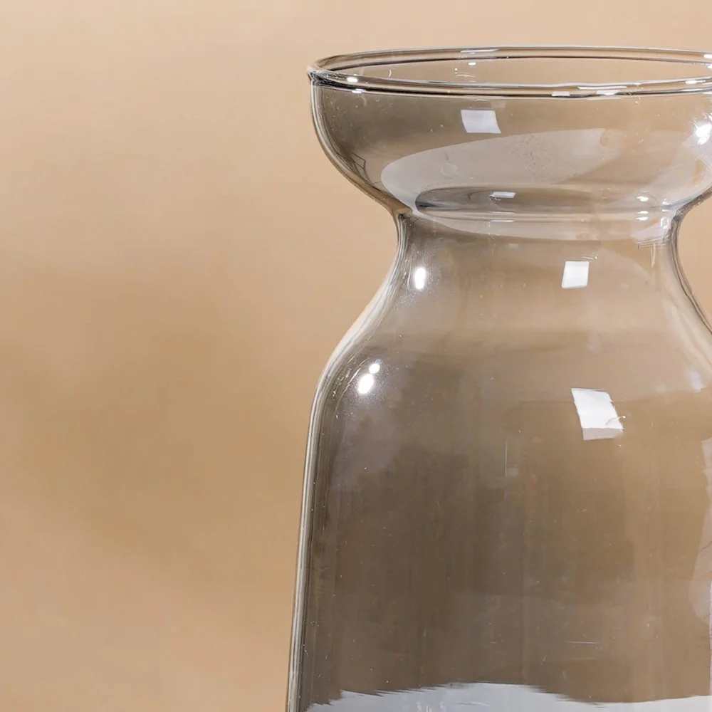 Contemporary Glass Flower Vase Grey - Image 4