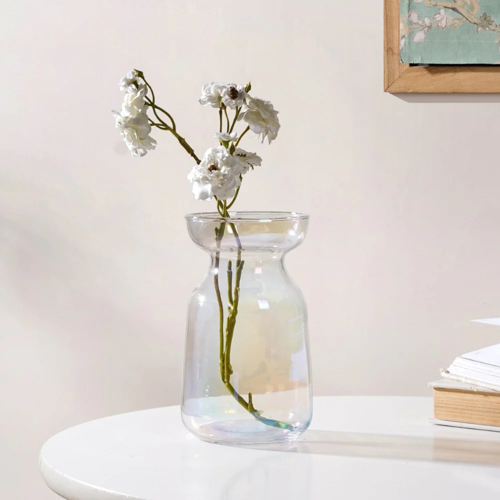 Contemporary Glass Flower Vase Transparent