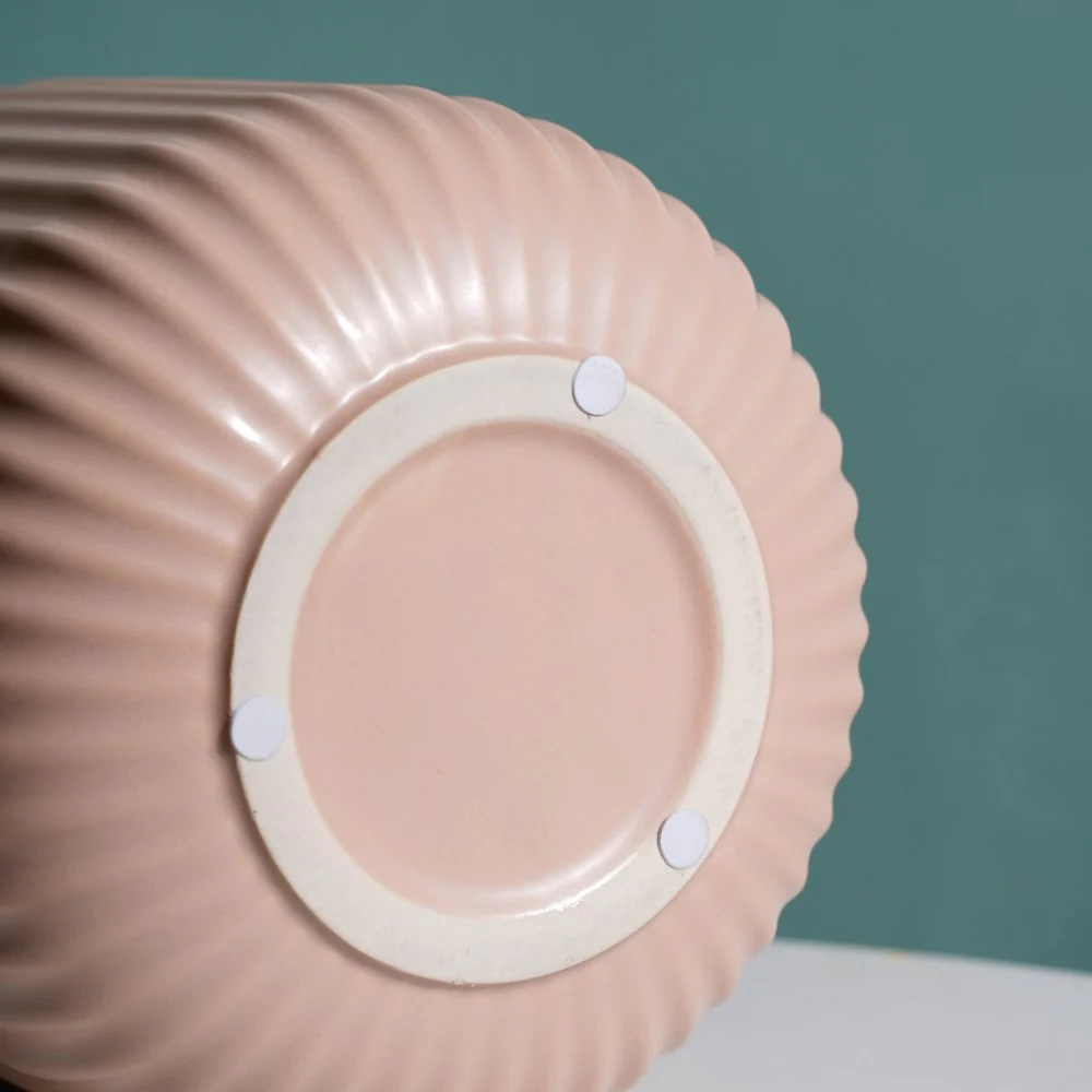 Contemporary Pastel Ribbed Vase Beige - Image 7