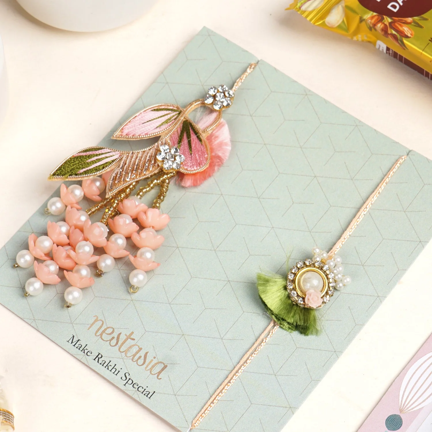Coral Charm Rakhi Lumba Gift Set - Image 2