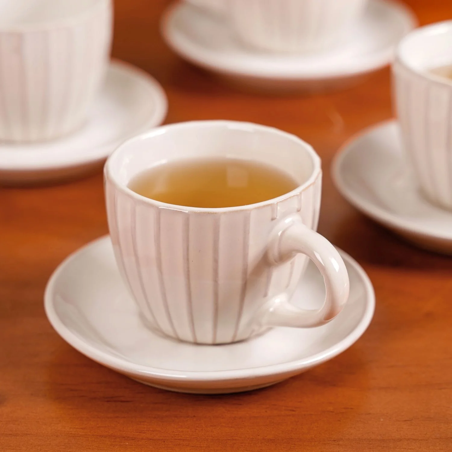 Costola Tea Cup And Saucer Set Of 4 Off White 125ml - Image 8
