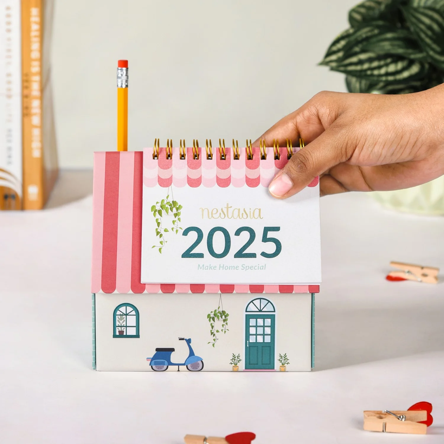 Country House Desk Calendar Organizer 2025 With Pencil - Image 5