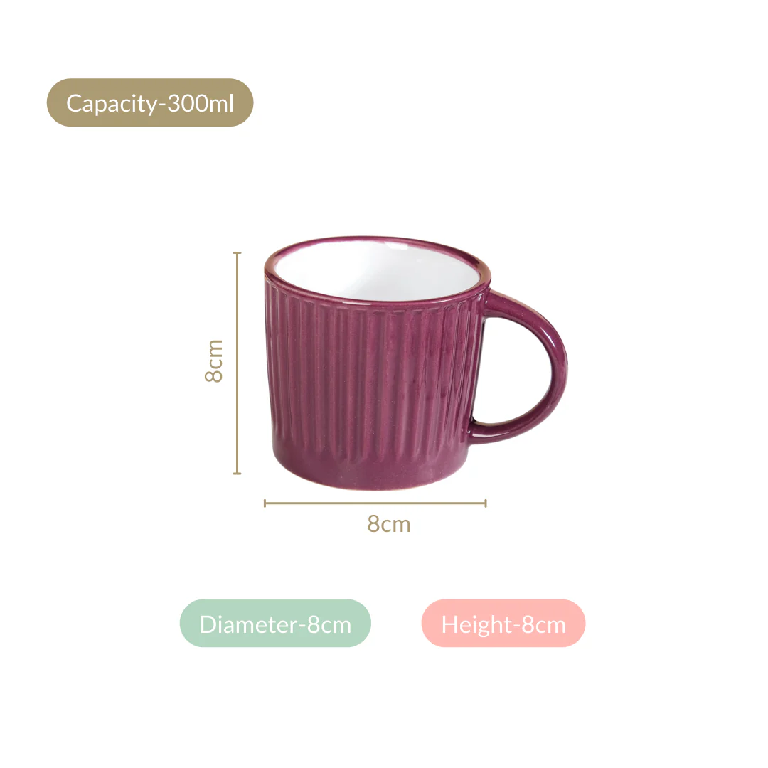 Cresta Ceramic Coffee Cup Set Of 6 Purple 300ml - Image 4