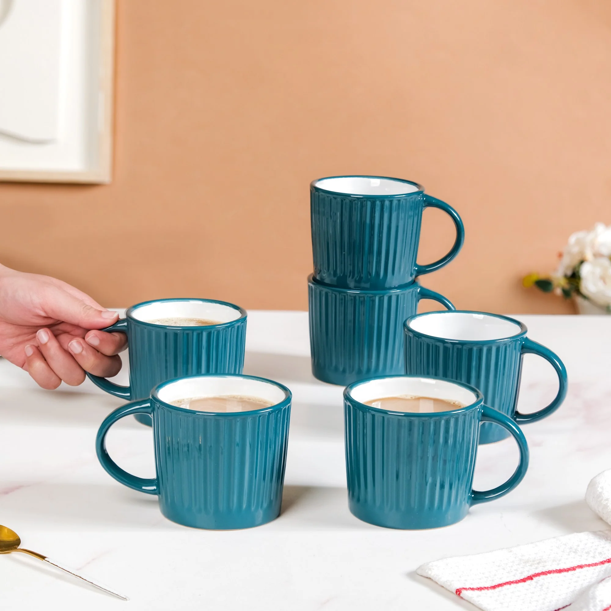 Cresta Daily Coffee Mug Set Of 6 Dark Green 300ml - Image 3