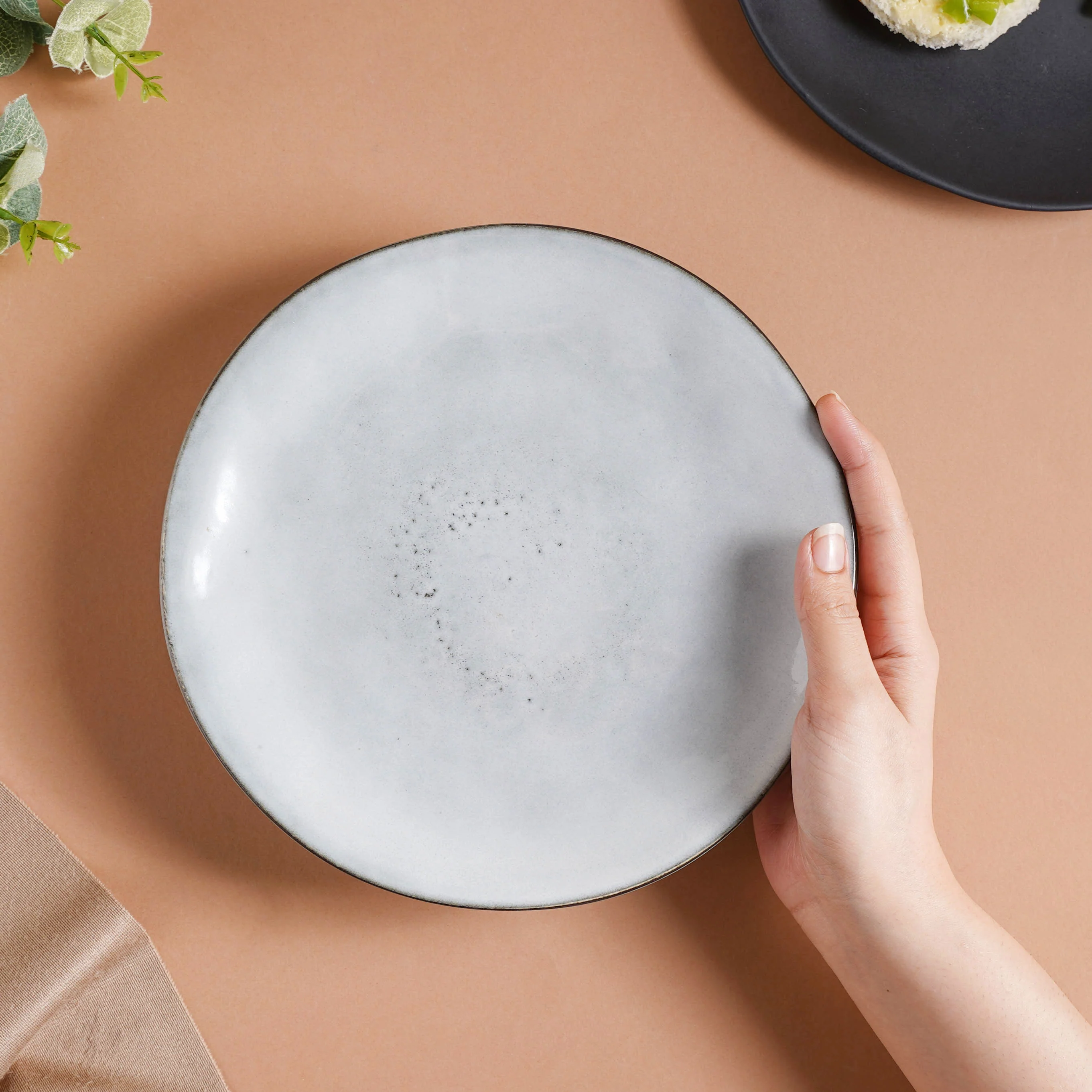 Criselda Grey Gloss Snack Plate 8 Inch - Image 3