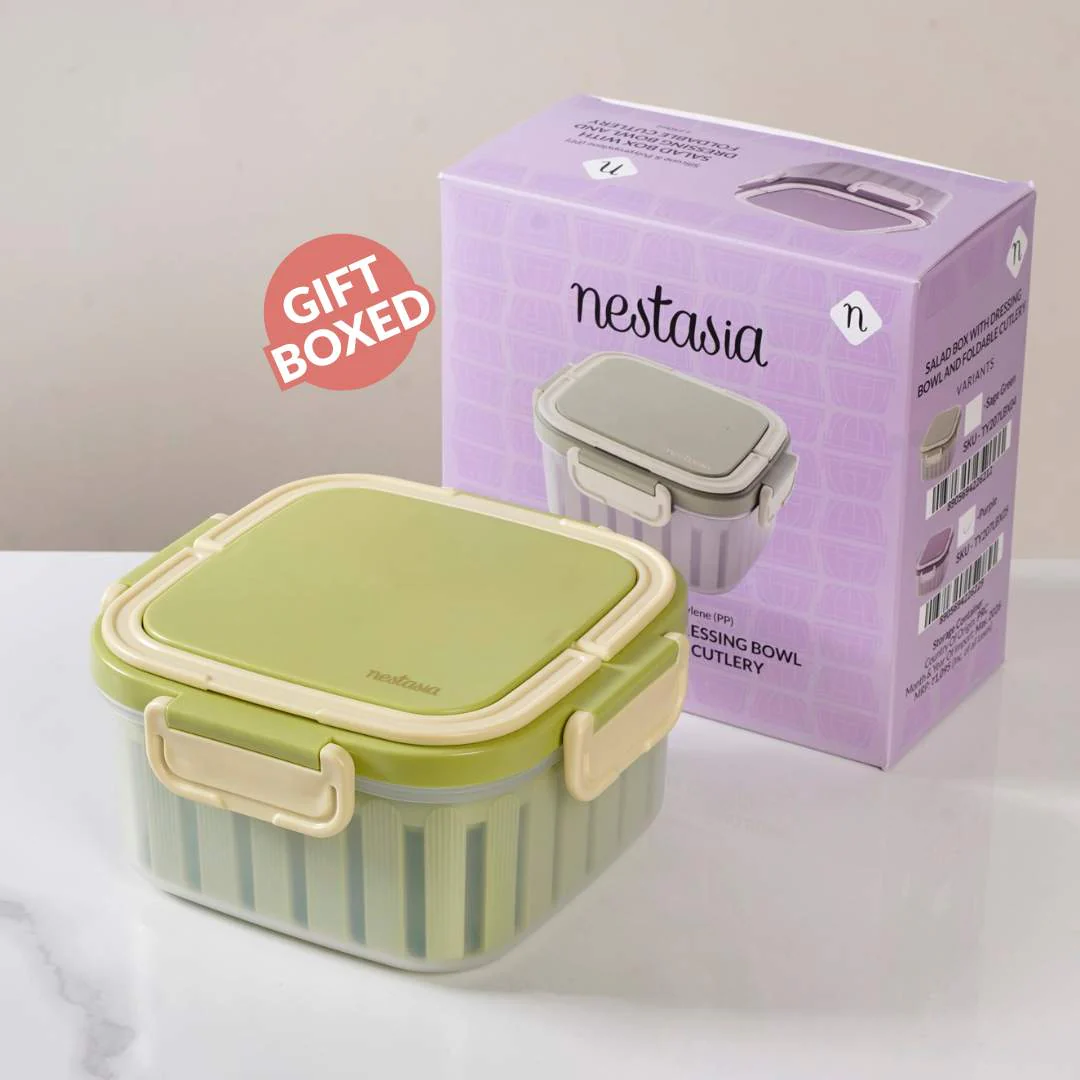 Crispo Salad Box With Dressing Cup And Spoon Green 1350ml - Image 8