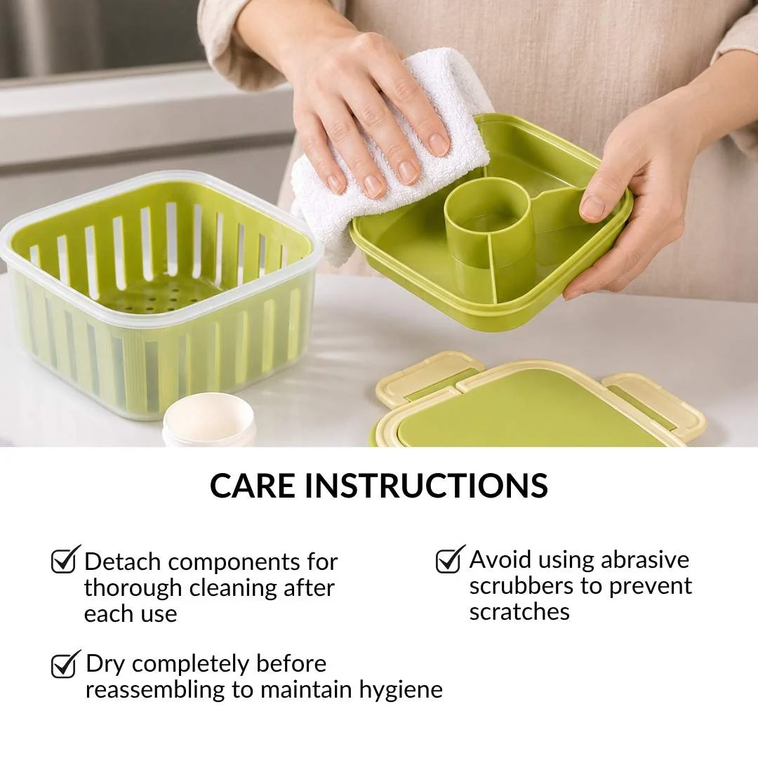Crispo Salad Box With Dressing Cup And Spoon Green 1350ml - Image 9