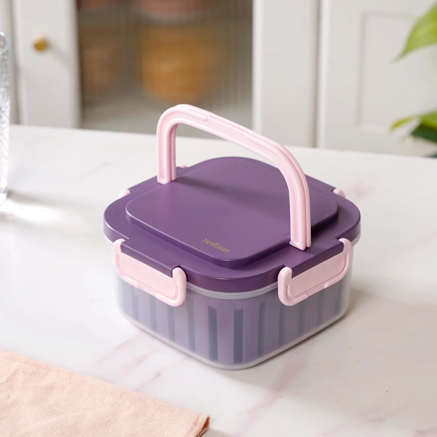 Crispo Salad Box With Dressing Cup And Spoon Purple 1350ml - Image 7