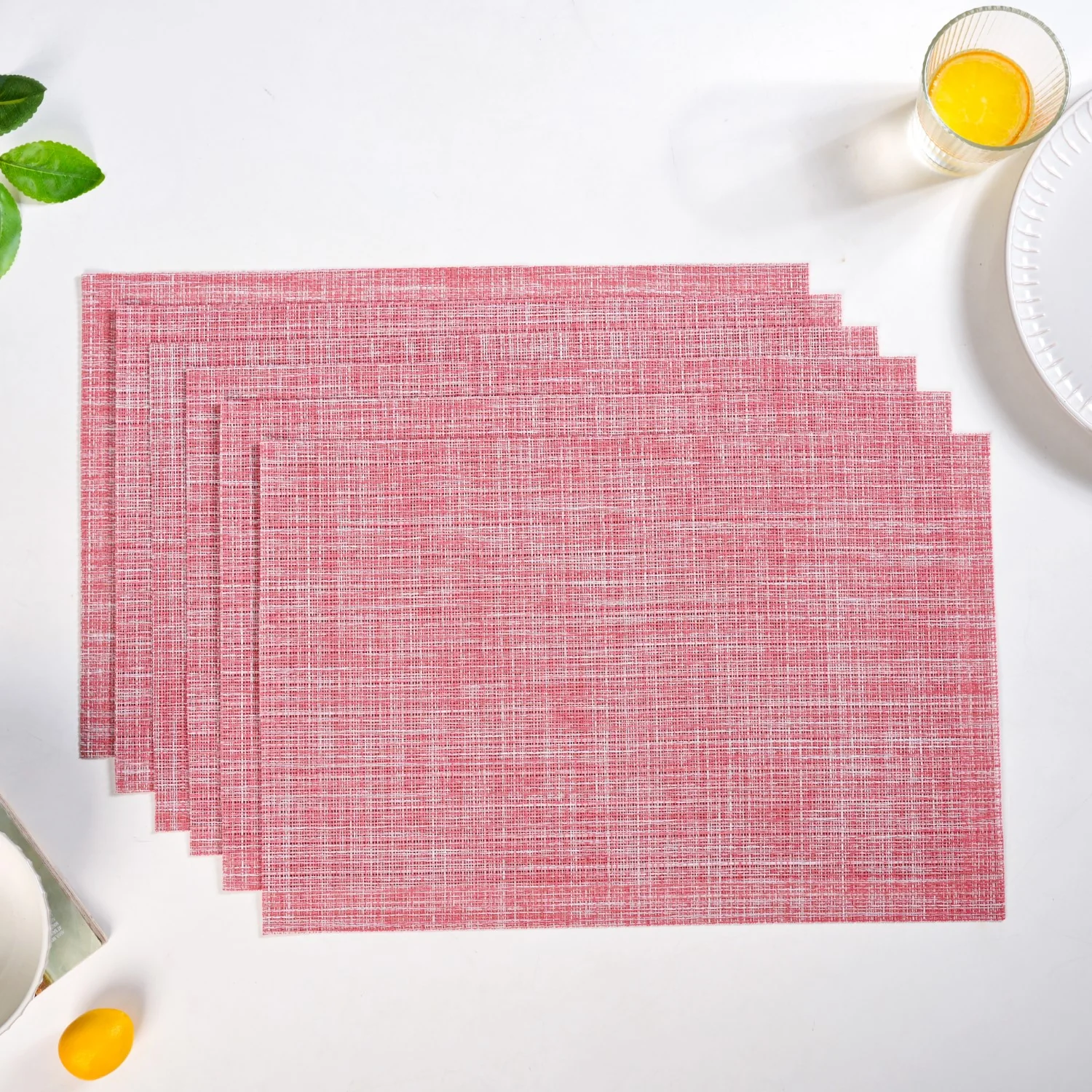 Crosshatch Red Placemat Set Of 6 - Image 2