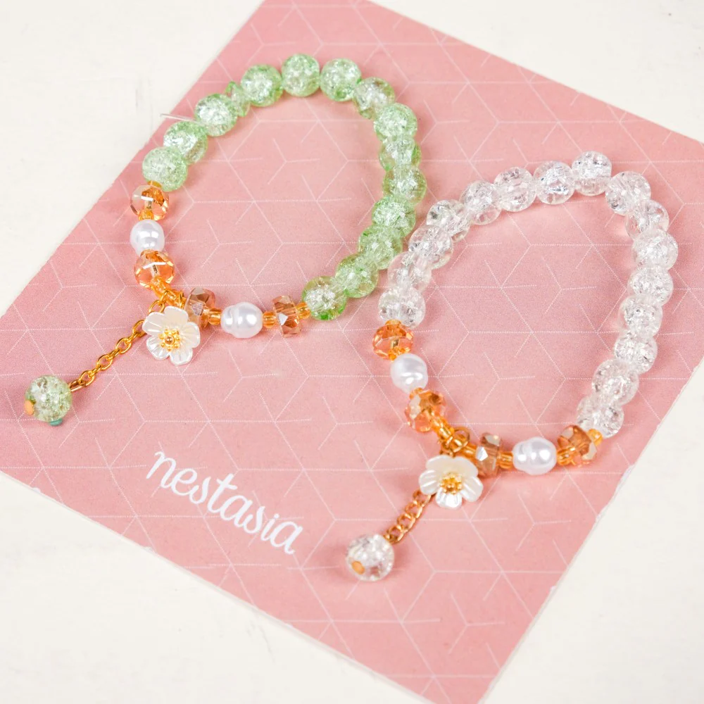 Crystal Charm Bracelet With Flowers Set Of 2 - Image 4