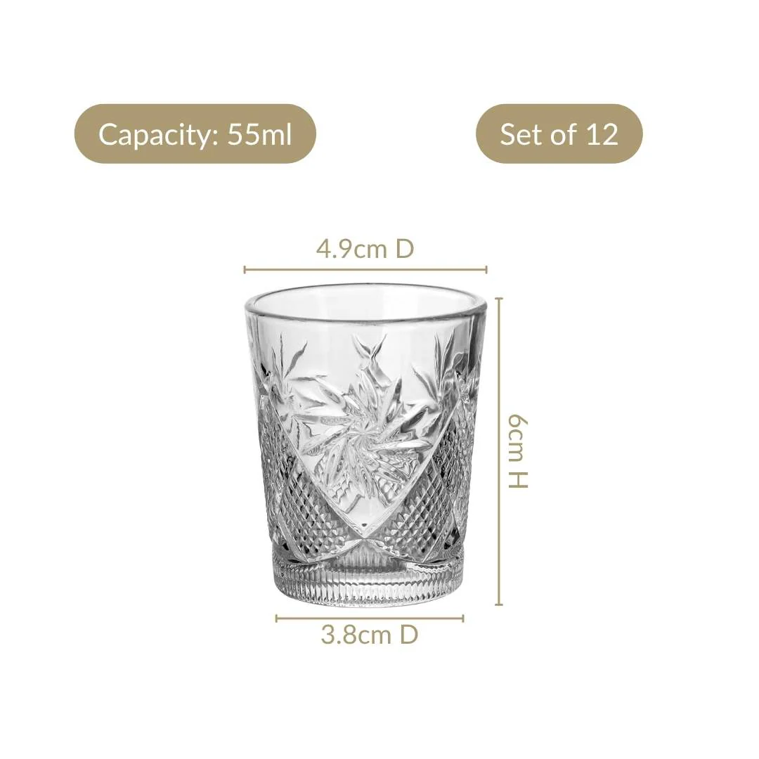 Crystal Flower Shot Glass Set Of 12 55ml - Image 3