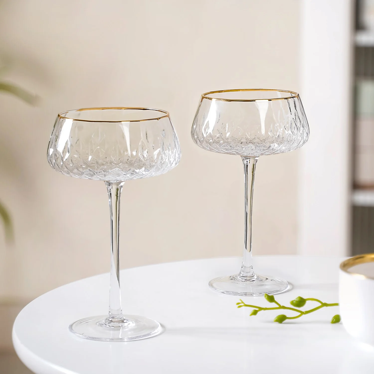 Crystal Gold Rim Cocktail Glass Set Of 2 320ml - Image 9
