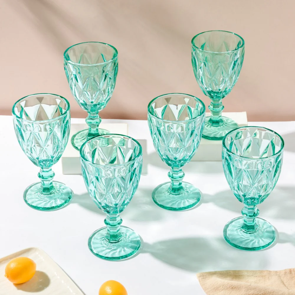 Crystal Red Wine Glass Teal Set Of 6 300 ml - Image 4