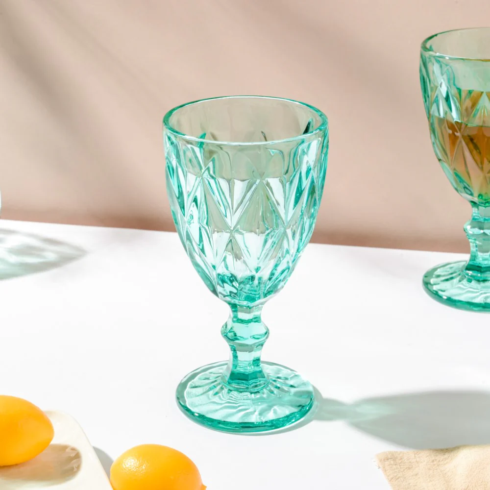 Crystal Red Wine Glass Teal Set Of 6 300 ml - Image 6