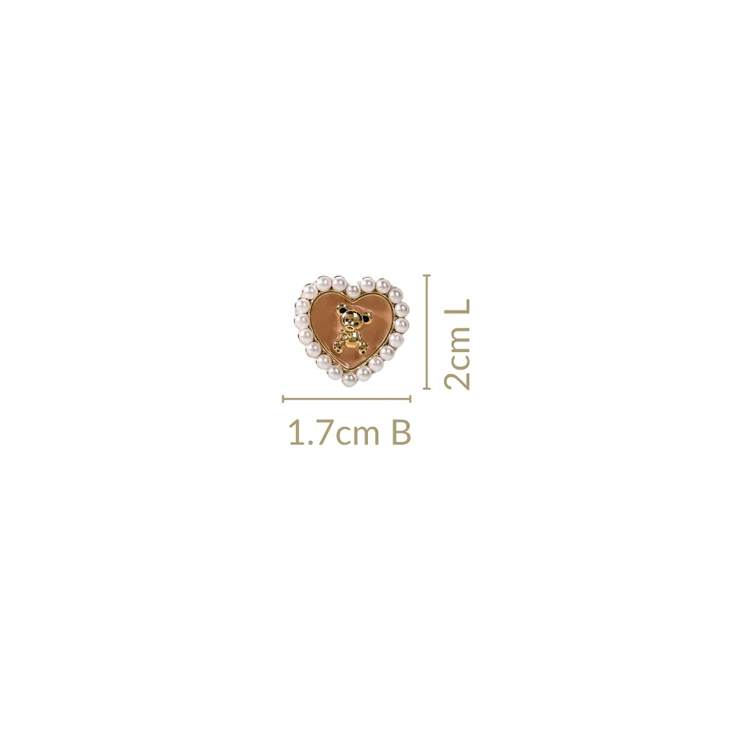 Cute Teddy Heart Studs - Image 3