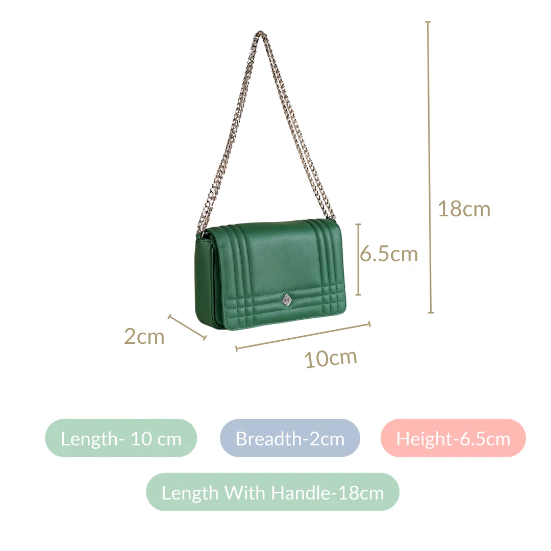 Cypress Green Cross Body Shoulder Bag With Chain - Image 5