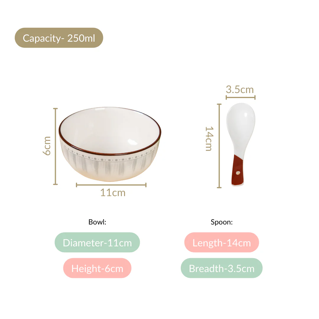 Dainty Dessert Bowl And Soup Spoon Set Of 8 250ml - Image 4