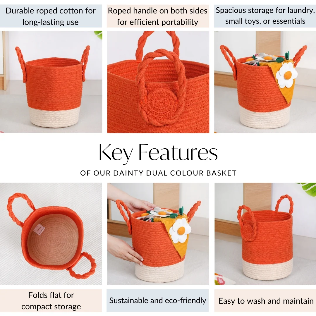 Dainty Dual Colour Storage Basket 26cm - Image 5