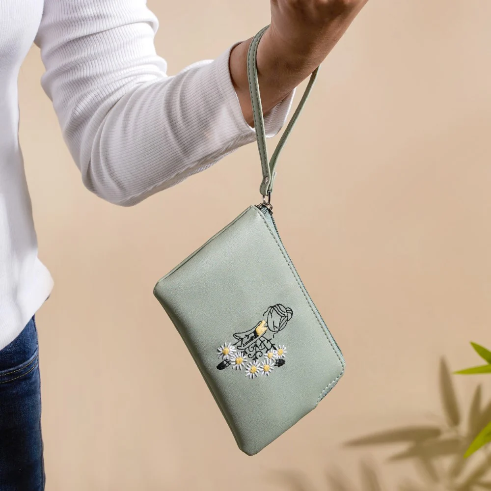 Dancing Ballerina Embroidered Coin Pouch Green - Image 3