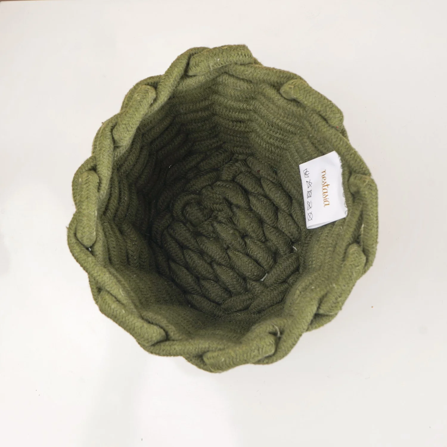 Dark Green Roped Style Basket 15cm - Image 6