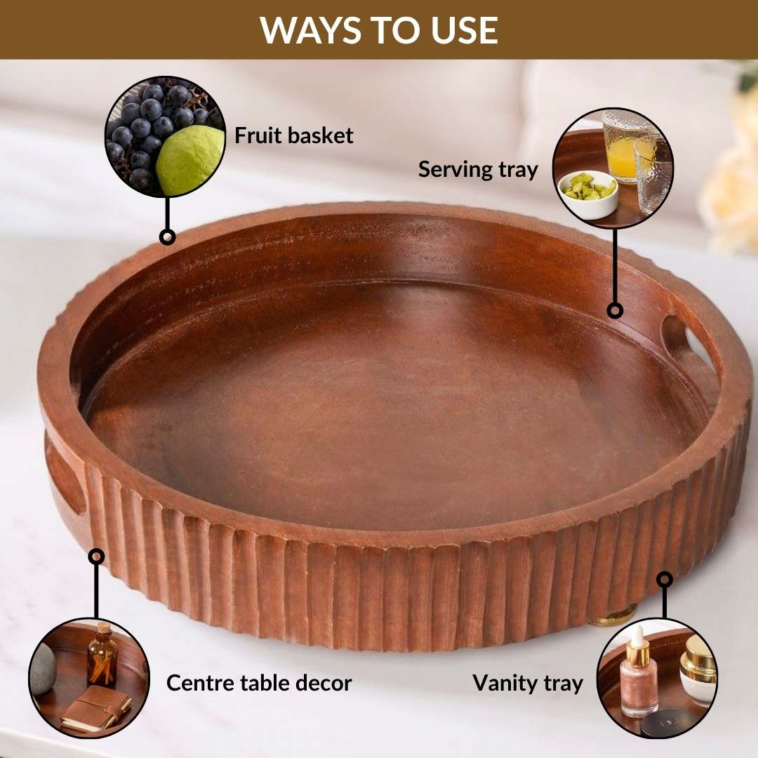 Dark Wood Serving Tray 30cm - Image 6