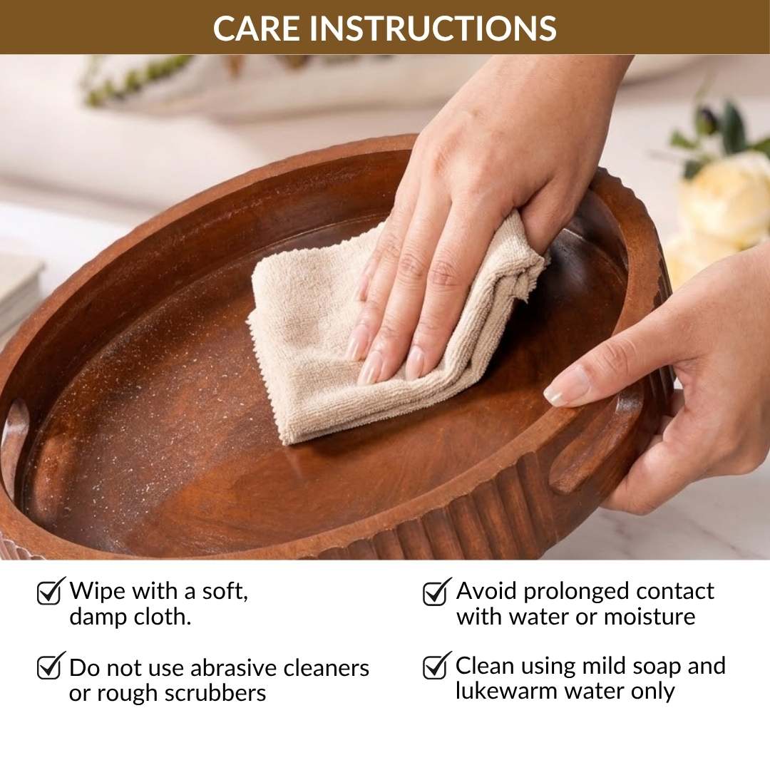 Dark Wood Serving Tray 30cm - Image 7