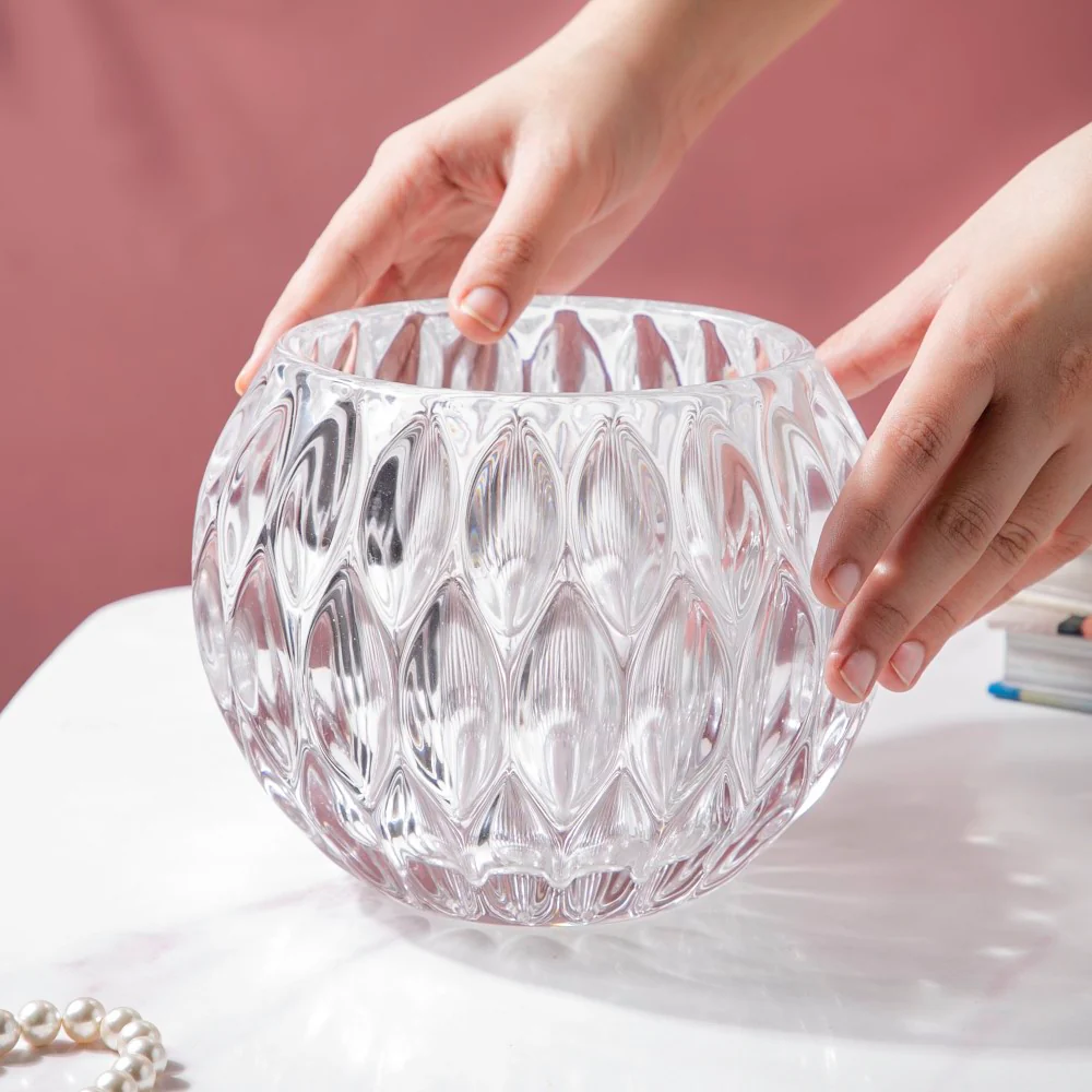 Deco Crystal Scalloped Glass Flower Vase - Image 2