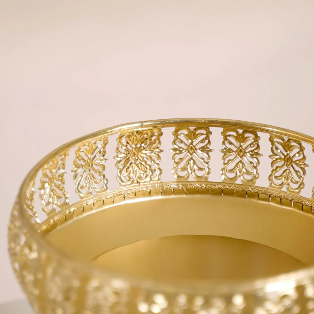 Decorative Bowl With Pedestal Gold Small - Image 12