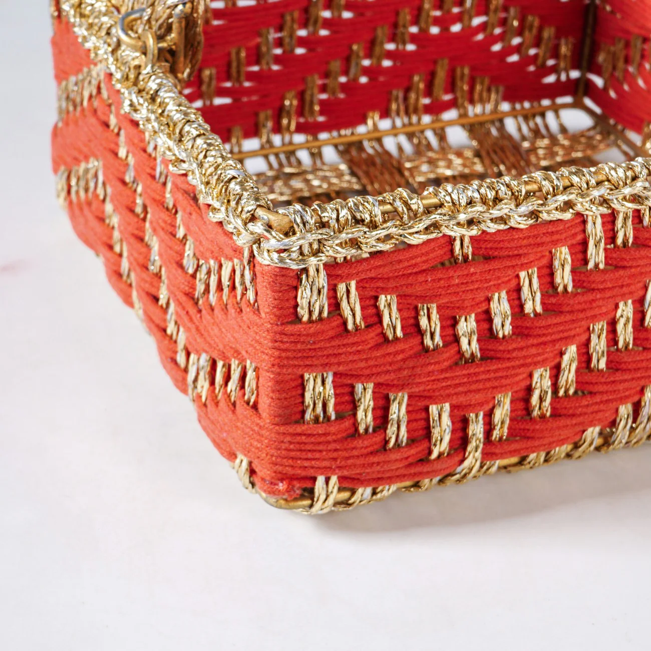 Decorative Handwoven Gift Basket With Handle Orange - Image 5